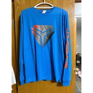 Slingshot Mens Long Sleeve Graphic T-Shirt Blue Orange Size M/L